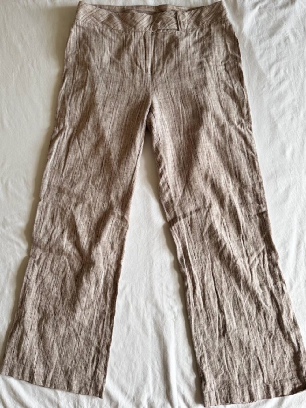Rio Sud Collection Linen Cotton Low Rise Pants Beige Tan - Size 8